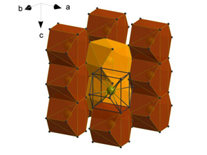 Кристаллическая структура нового сверхпроводника тетраборида железа. (Рисунок из Phys. Rev. Lett., 2013, 111, 157002).