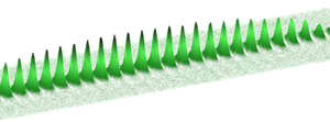 Схематическое изображение одномерного массива ловушек с Бозе-Эйнштейн конденсатом.