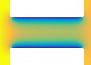 Схематичное изображение наноканала в тонкой мембране. Изображение: Sela Samin and René van Roij / Physical Review Letters