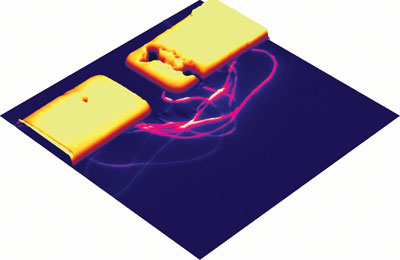 3D изображение установки по измерению электропроводниости нанотрубки